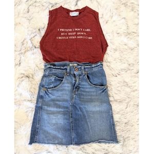 Wildfox Red Tank with Distressed Hems